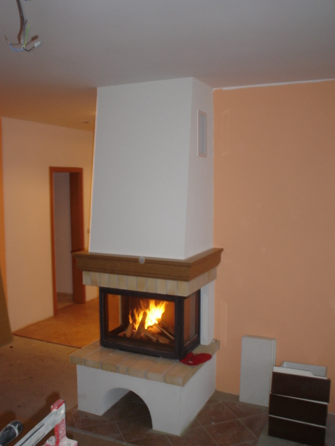 Zděný krb šamotový